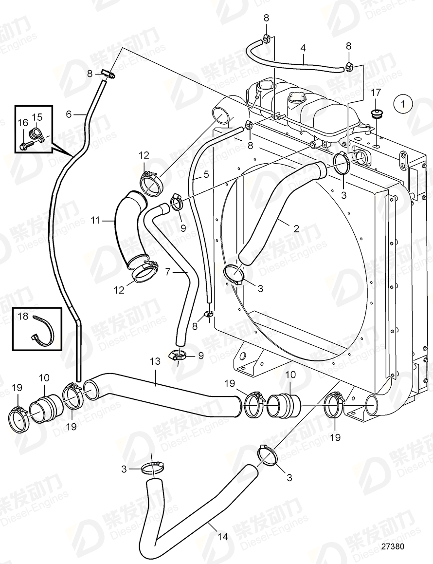 VOLVO Charge air pipe 22004217 Drawing